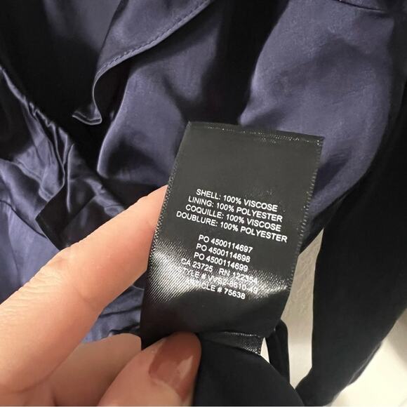 Aritzia Sunday Best Taro Satin Ruffle Mini Wrap Dress - Picture 7 of 7